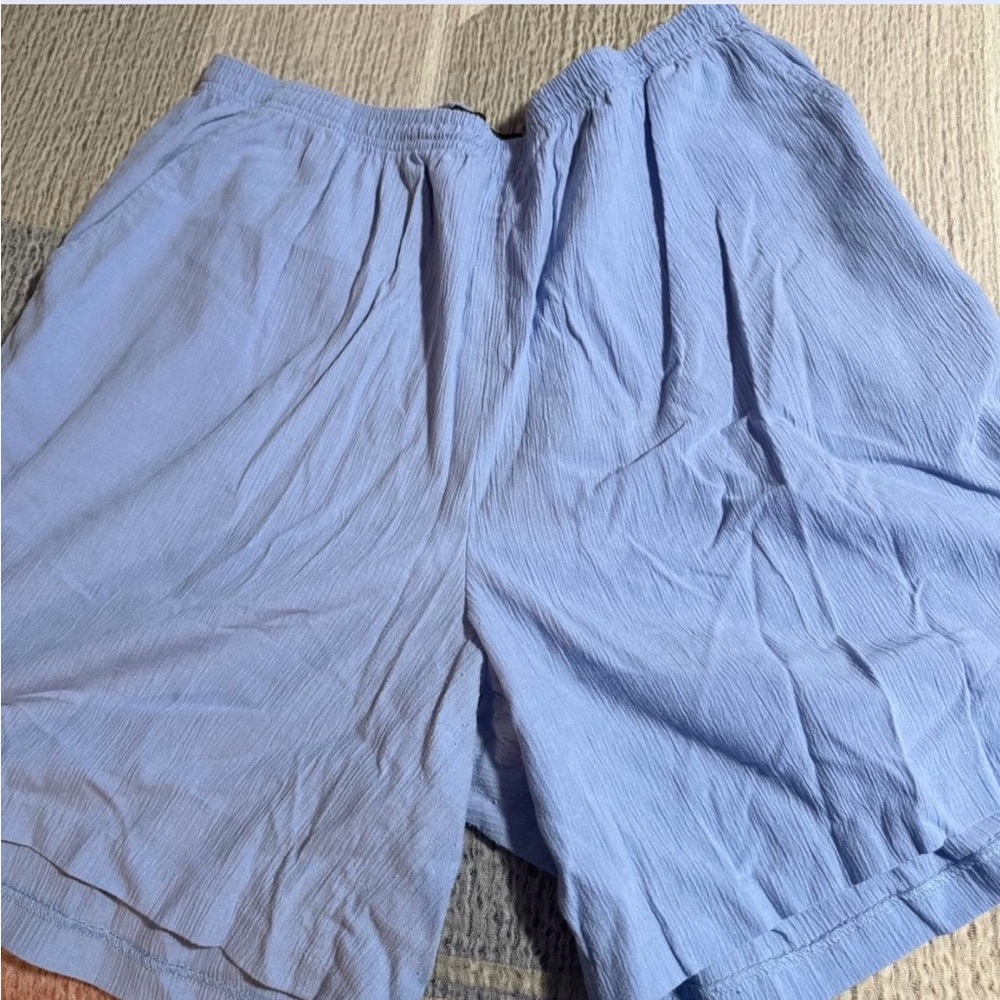 Blue Bermuda Shorts with Drawstring Waist and Relaxed Fit